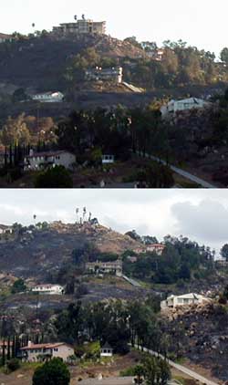 Brown's Castle (house) Before and After - Cedar Fire 2003