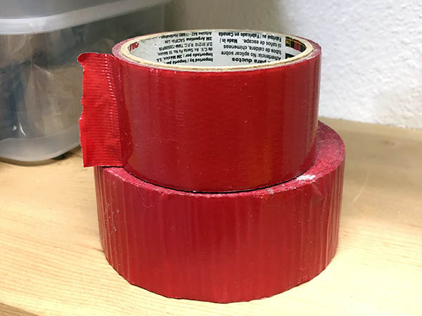Red duct tape isn't always considered part of a dojo first aid kit, but we often need it if we have an injury.