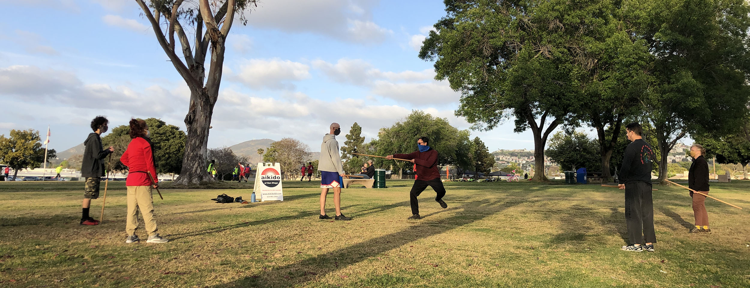 Aikido of San Diego, training in the park during the Covid pandemic